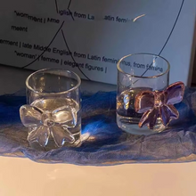 Load image into Gallery viewer, Elegant Pink Bow Glass Cup with Handle, Heat-Resistant High Borosilicate Dessert Bowl