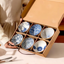 Load image into Gallery viewer, Japanese Ceramic Bowl Set for Cereal, Salad, Noodles and Desserts