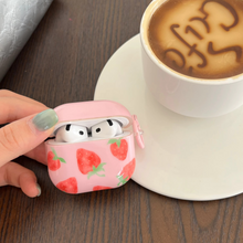 Load image into Gallery viewer, Cute Red Strawberry Protective Earphone Case with Pink Ring Cover