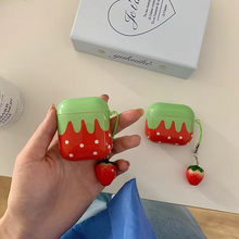 Load image into Gallery viewer, 3D Strawberry Silicone AirPods Case with Soft Cover and Charm Pendant