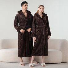 Load image into Gallery viewer, Fleece Hooded Long Bathrobe for Winter Warmth
