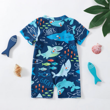 Load image into Gallery viewer, Toddler Boys Shark Print Rash Guard Swimsuit