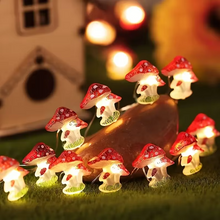 Load image into Gallery viewer, Small Mushroom Shaped Copper Wire Fairy String Light Battery Powered Decorative Lamp