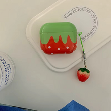 Load image into Gallery viewer, 3D Strawberry Silicone AirPods Case with Soft Cover and Charm Pendant