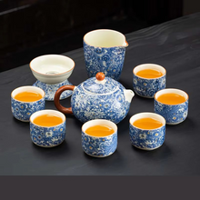 Load image into Gallery viewer, Elegant Floral Ceramic Kung Fu Tea Set with Teapot, Gaiwan, and Teacups
