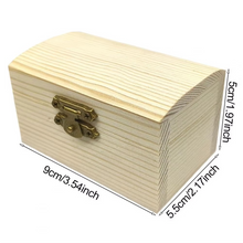 Load image into Gallery viewer, DIY Pine Wood Treasure Chest Box with Hinged Lid and Locking Clasp