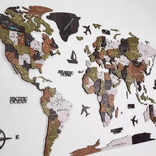 Load image into Gallery viewer, 3D Wooden World Map Wall Art for Living Room or Office