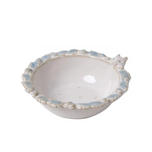 Load image into Gallery viewer, Vintage Blue Ceramic Deep Plate with Leaf Pattern for Pasta Desserts and Everyday Dining