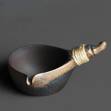 Load image into Gallery viewer, Retro Coarse Pottery Side Handle Fair Cup for Traditional Tea Ceremony