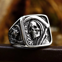 Load image into Gallery viewer, Grim Reaper Skull Ring for Men, Stainless Steel Punk Biker Jewelry