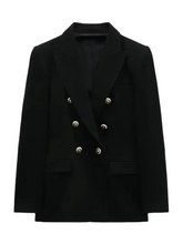 Load image into Gallery viewer, Women's V-Neck Slim Fit Blazer - Long Sleeve Button Jacket for Work, Meetings, and Elegant Everyday Wear