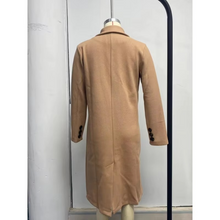 Load image into Gallery viewer, Women's Double-Breasted Slim-Fit Coat with Lapel Collar, Long Sleeves, Solid Color
