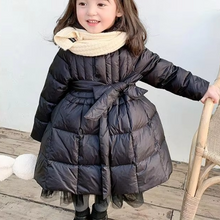 Load image into Gallery viewer, Baby Girl Hooded Winter Coat with Mesh Detail and Slim Waist Design