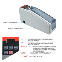 Load image into Gallery viewer, Portable Money Counter with LED Display for Bills and Notes