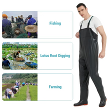 Load image into Gallery viewer, Waterproof PVC Chest Waders with Boots for Fishing and Hunting - Anti-Slip, Durable, Unisex