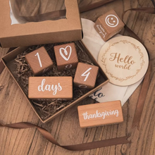 Load image into Gallery viewer, Engraved Beech Wood Baby Milestone Block Set
