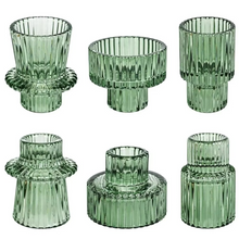 Load image into Gallery viewer, Glass Taper Candle Holder Boho Ribbed Glass Votive for Table Centerpiece and Home Décor