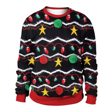 Load image into Gallery viewer, Reindeer and Snowman 3D Print Mens Long Sleeve Christmas Sweatshirt