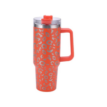 Load image into Gallery viewer, Leopard Print Insulated Tumbler with Handle and Straw 40oz Stainless Steel