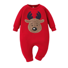 Load image into Gallery viewer, Cozy Christmas Elk Embroidered Baby Sweatshirt Romper