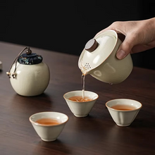 Load image into Gallery viewer, Portable Ceramic Travel Tea Set for Home and Outdoor Use