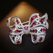 Load image into Gallery viewer, Elegant Multicolor Zircon Tassel Bow Brooch for Women