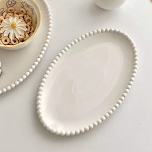 Load image into Gallery viewer, Elegant Ceramic Pearl-Edged Plates for Breakfast, Steak, and Western Cuisine