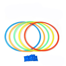 Load image into Gallery viewer, Outdoor Agility Training Ring Set – 11in or 15in Checkered Connectors for Speed, Balance, and Fun