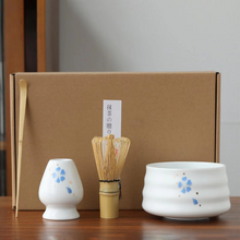Load image into Gallery viewer, Traditional Matcha Tea Preparation Set, 4 Piece Bamboo Whisk and Bowl Kit