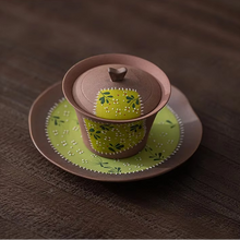 Load image into Gallery viewer, Hand Painted Daisy Patchwork Clay Gaiwan Tea Set