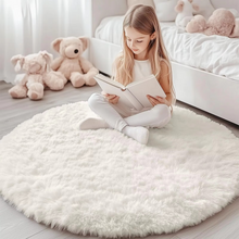 Load image into Gallery viewer, Round Shaggy Fluffy Area Rug for Bedroom or Living Room – Non-Slip, Machine Washable