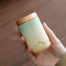 Load image into Gallery viewer, Ceramic Tea Jar with Airtight Tin Lid, Compact Tea Storage and Decorative Home Container