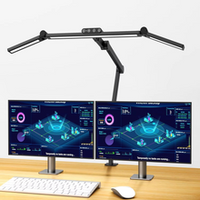 Load image into Gallery viewer, 24W Triple Head LED Desk Lamp with Clamp and Auto Dimming for Office and Home