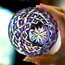 Load image into Gallery viewer, Violet Edo Kiriko Hand Cut Crystal Whiskey Glass with Seven Treasure Pattern