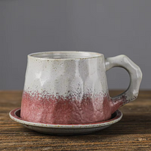 Load image into Gallery viewer, Handmade Vintage Ceramic Coffee Mug with Matching Plate 10 fl oz
