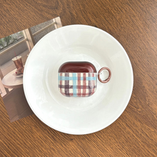 Load image into Gallery viewer, Retro Chocolate Blue Check Plaid Earphone Case