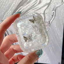 Load image into Gallery viewer, Luxury Metal Butterfly Shell Texture Case with Pendant for AirPods