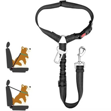 Load image into Gallery viewer, Adjustable Reflective 2-in-1 Dog Car Seatbelt Tether with Headrest Restraint