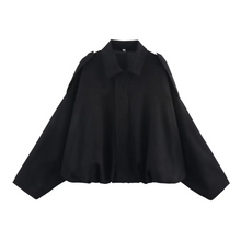 Load image into Gallery viewer, Women's Faux Suede Cropped Bomber Jacket with Batwing Sleeves