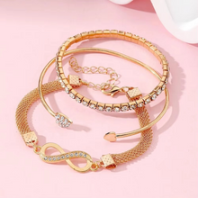 Load image into Gallery viewer, Elegant Rhinestone Heart & Infinity Bracelet Set for Women - 3 Pieces