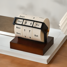 Load image into Gallery viewer, Vintage Wooden Perpetual Flip Calendar – Reusable Rotary Countdown Desk Display