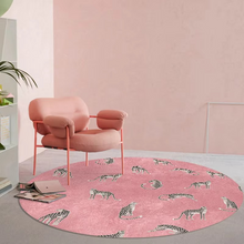 Load image into Gallery viewer, Plush Round Leopard Pattern Area Rug – Soft Thickened Floor Mat for Bedroom or Living Room