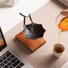 Load image into Gallery viewer, Creative Umbrella Black Porcelain Tea Infuser for Loose Leaf Tea