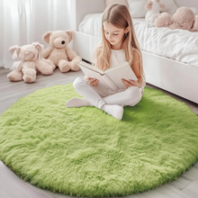 Load image into Gallery viewer, Round Shaggy Fluffy Area Rug for Bedroom or Living Room – Non-Slip, Machine Washable