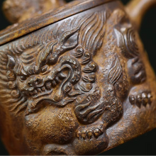 Load image into Gallery viewer, Handmade Yixing Purple Clay Teapot with Auspicious Beast Design 9.5 fl oz