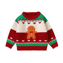 Load image into Gallery viewer, Toddler Girls Christmas Gingerbread Sweater Knitted Pullover
