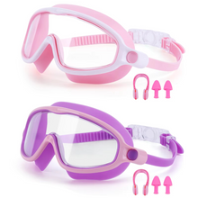 Load image into Gallery viewer, 2-Pack HD Swimming Goggles with Earplugs, Wide-View Waterproof Dive Mask