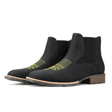 Load image into Gallery viewer, Retro PU Leather Chelsea Boots for Men with Embroidery – Classic Ankle Dress and Casual Street Style
