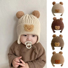 Load image into Gallery viewer, Cozy Baby Knit Hat with Bear Ears for Winter Warmth