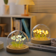 Load image into Gallery viewer, Handmade Artificial Tulip LED Night Light Bedside Table Lamp for Bedroom and Gift Decor